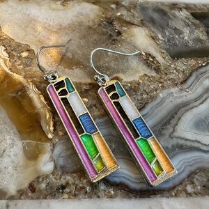 3150 Vibrant Multicolor Mosaic Earrings